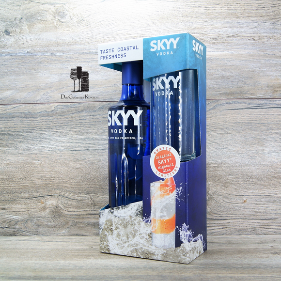 Skyy Vodka Geschenkset mit Highball Glas, 0,7l, 40%