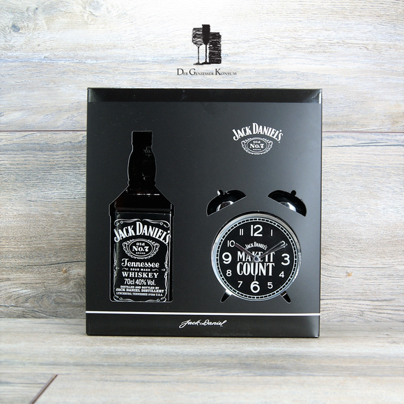 Jack Daniels No.7 Geschenkset mit Wecker, Tennessee Whiskey, 0,7l, 40%