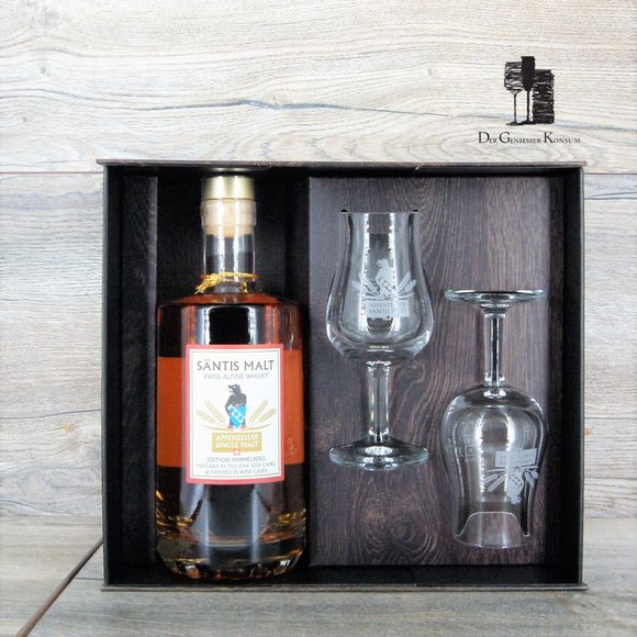 Säntis Malt Edition Himmelberg & 2x Gläser Swiss Alpine Whisky, 43%, 0,5l