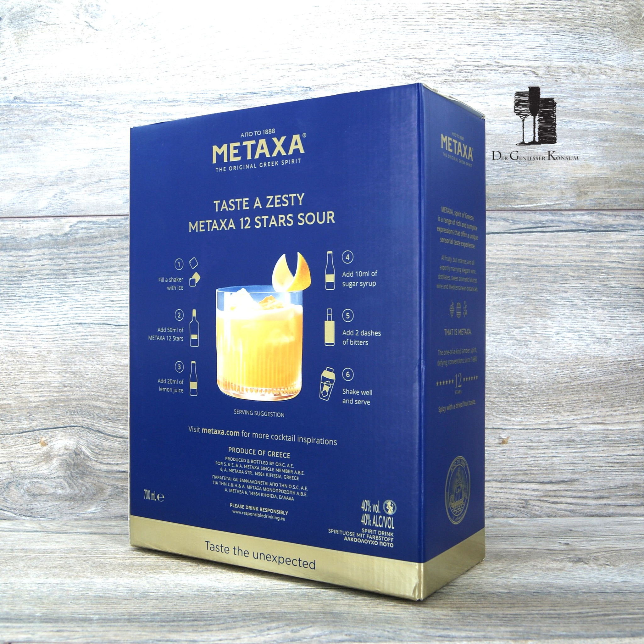 Metaxa 12 Sterne mit 2x Gläsern, originalen Geniesser 0,7l, Metaxa Der Konsum 40% –