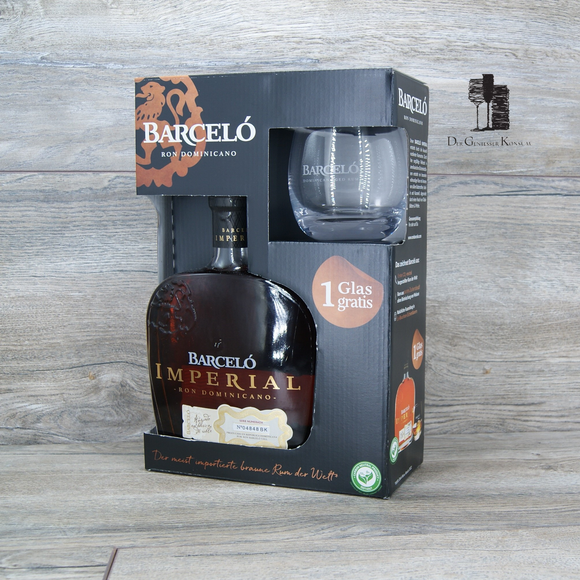 Ron Barcelo Imperial Geschenk Edition mit 1x Glas, 0,7l, 38%