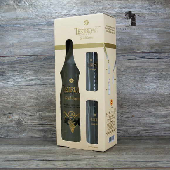 Tekirdag Raki Gold Series Geschenk Edition mit 2x Gläsern, NEU, 0,7l, 45%