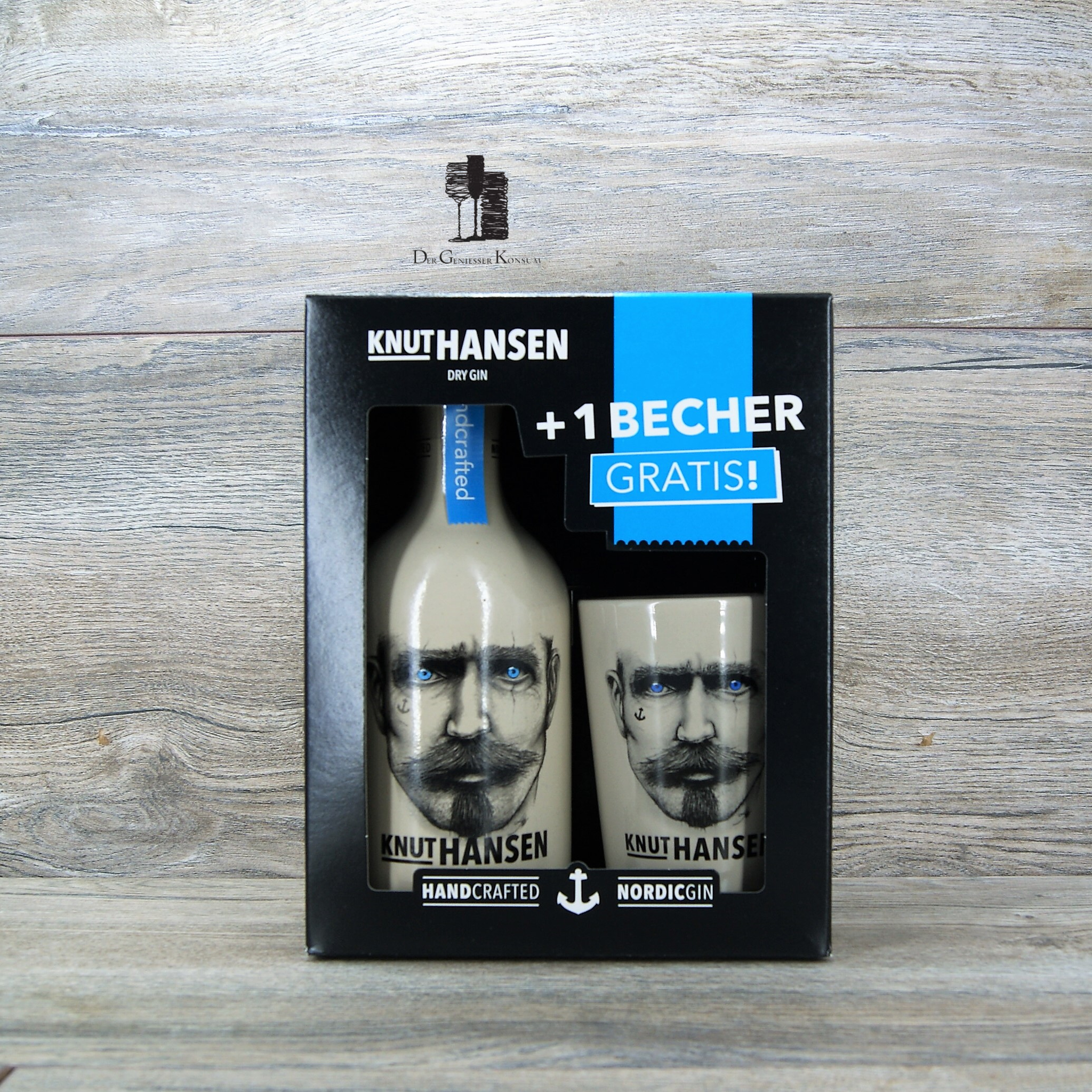 Knut Hansen Dry Gin mit Geniesser Becher, Originalen 0,5l, Konsum – 4 Geschenk Edition 1x Der